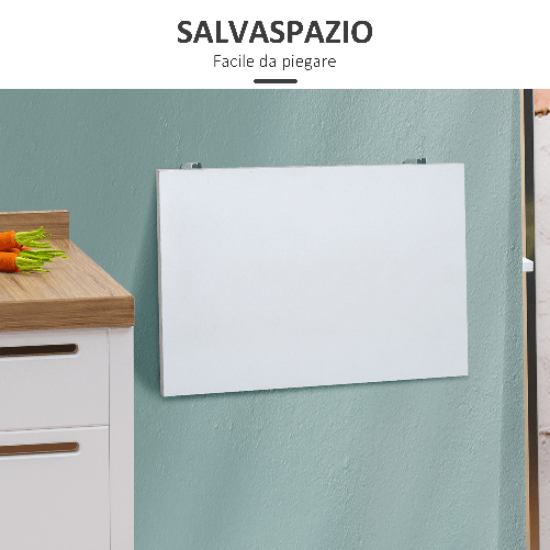 HOMCOM-Tavolino-a-Muro-Pieghevole-Salvaspazio-in-MDF-e-Telaio-in-Metallo-per-Cucina-Salotto-Bianco-60x40x20cm