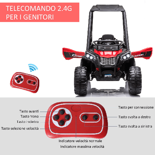 HOMCOM-Macchina-Elettrica-per-Bambini-3-8-Anni-Quad-Elettrico-Mini-Rosso-e-Nero