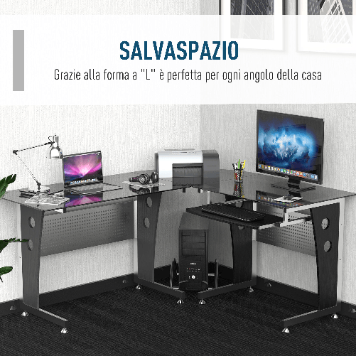 HOMCOM---Scrivania-ad-Angolo-per-Computer-Scrivania-da-Ufficio-Porta-PC-164-x-139-x-75cm-Nero