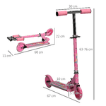 HOMCOM-Monopattino-per-Bambini-3-7-Anni-Pieghevole-a-2-Ruote-e-Altezza-Regolabile-67x30x63-68-73-76-cm-Rosa