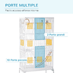 PawHut-Gabbia-per-Uccelli-in-Acciaio-e-PP-con-Posatoi-Giochi-Contenitori-per-Cibo-e-Vassoio-83x53x180-cm-Bianco