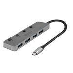 Lindy 43383 hub di interfaccia USB 3.2 Gen 1 3.1 Gen 1 Type-C 5000 Mbit/s Grigio (4 PORT USB 3.2 TYPE C HUB WITH ON/O)