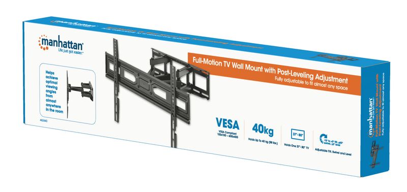 Manhattan-462440-Supporto-TV-a-parete-203-m-80-Nero--TV-MONITOR-WALL-MOUNT---FULL-MOTION-65IN-VESA-TO-600X400-