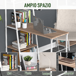 HOMCOM-Scrivania-Pieghevole-con-Libreria-Salvaspazio-in-Metallo-Bianco-e-Legno-MDF-Color-Rovere-106x48x128cm