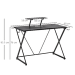 HOMCOM-Scrivania-Gaming-con-Ripiano-per-Monitor-e-Supporti-Nero