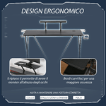 HOMCOM-Scrivania-Gaming-con-Ripiano-per-Monitor-e-Supporti-Nero