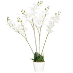 HOMCOM Orchidea Finta in Vaso Alta 75cm per Interno ed Esterno, Bianco