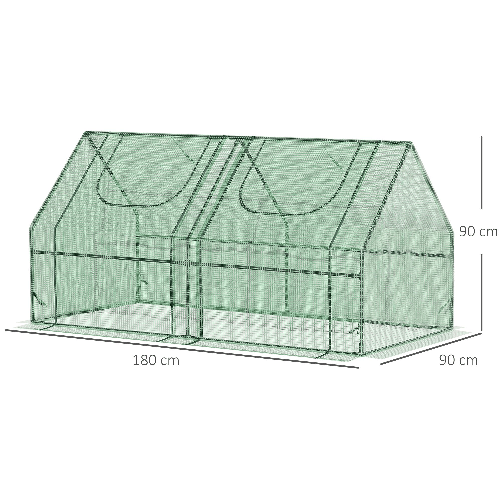 Outsunny-Serra-per-Piante-Orto-con-2-Coperture-in-PE-e-PVC-Struttura-in-Acciaio---Verde-180x90x90cm