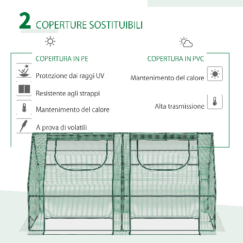 Outsunny-Serra-per-Piante-Orto-con-2-Coperture-in-PE-e-PVC-Struttura-in-Acciaio---Verde-180x90x90cm