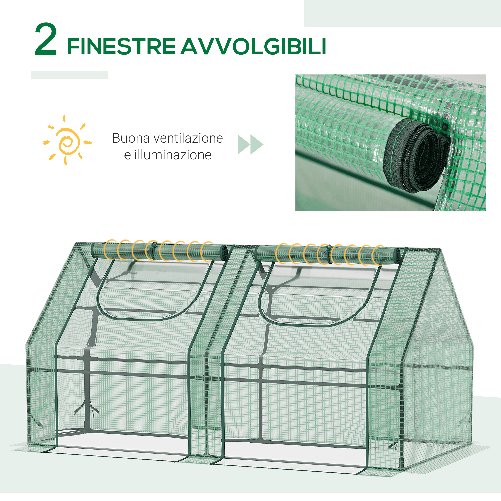 Outsunny-Serra-per-Piante-Orto-con-2-Coperture-in-PE-e-PVC-Struttura-in-Acciaio---Verde-180x90x90cm