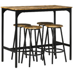 HOMCOM Set da Bar 5 pezzi con Tavolo alto e 4 Sgabelli Stile Industriale, Marrone e Nero