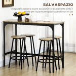 HOMCOM-Set-da-Bar-5-pezzi-con-Tavolo-alto-e-4-Sgabelli-Stile-Industriale-Marrone-e-Nero