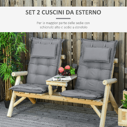 Outsunny-Set-2-Cuscini-da-Esterno-e-Interno-Imbottiti-per-Sedie-a-Schienale-Alto-in-Poliestere-50x120x9cm-Grigio-Scuro