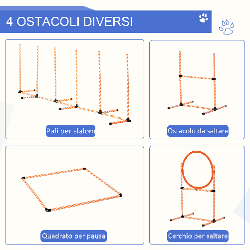 PawHut-Set-Agility-Dog-per-Addestramento-Cani-con-Slalom-Ostacoli-Regolabili-Fischietto-e-Sacca-di-Trasporto