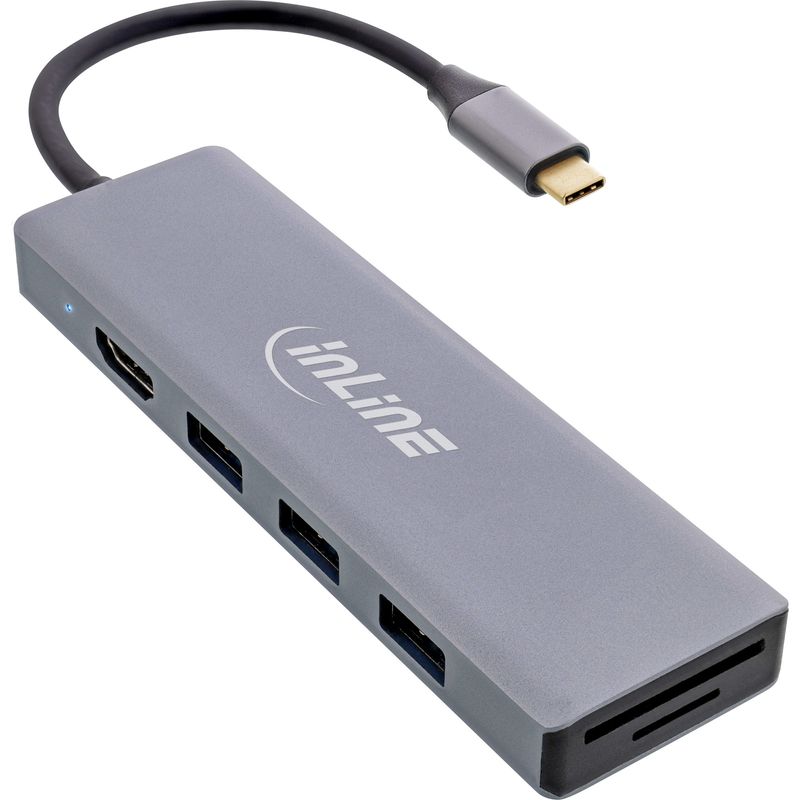 Multi-Hub-USB-3.2-USB-C-3x-USB-A--USB-C---Lettore-di-schede---HDMI---OTG