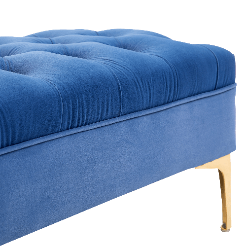 HOMCOM-Panca-Imbottita-Fondoletto-in-Tessuto-Vellutato-Panca-per-Camera-da-Letto-e-Ingresso-con-Decorazione-a-Trapunta-Piedini-in-Metallo-Blu