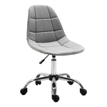 Vinsetto Sedia Girevole , Design Ergonomico e Regolabile Senza Braccioli, Grigio, 59x59x81-91cm