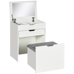 HOMCOM-Toeletta-da-Camera-con-Specchiera-Cassetto-e-Sgabello-Abbinato-in-Legno-Bianco