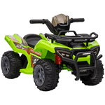 HOMCOM Quad Elettrico per Bambini con Batteria Ricaricabile 6V, Pulsante Acceleratore, Età 18-36 Mesi, 70x42x45cm, Verde