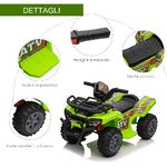 HOMCOM-Quad-Elettrico-per-Bambini-con-Batteria-Ricaricabile-6V-Pulsante-Acceleratore-Eta-18-36-Mesi-70x42x45cm-Verde