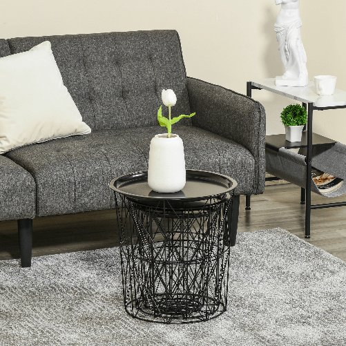 HOMCOM-Set-3-Tavolini-da-Salotto-con-Coperchio-Rimovibile---Nero