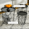 HOMCOM-Set-3-Tavolini-da-Salotto-con-Coperchio-Rimovibile---Nero