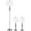 HOMCOM-Set-con-Lampada-da-Terra-e-Lampada-da-Tavolo-in-Acciaio-e-Tessuto-Bianco-e-Argento