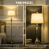 HOMCOM-Set-con-Lampada-da-Terra-e-Lampada-da-Tavolo-in-Acciaio-e-Tessuto-Bianco-e-Argento
