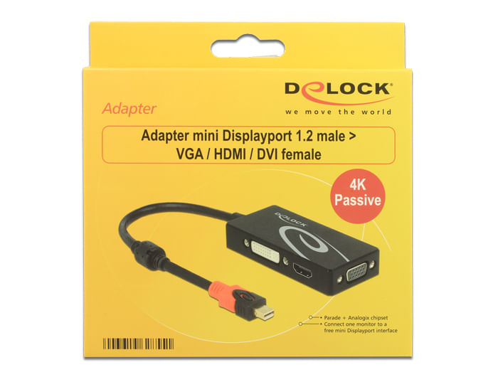 DeLOCK---Convertitore-video---DisplayPort---HDMI---VGA---DVI---DVI-HDMI-VGA---Nero---Vendita-al-dettaglio--62855-