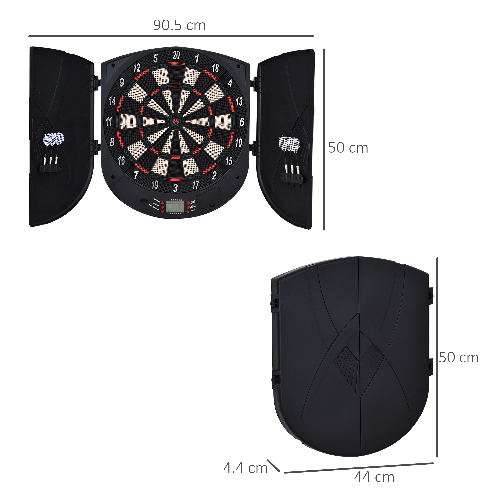 Bersaglio Freccette Elettronico 83x45x4 cm con 6 Freccette e