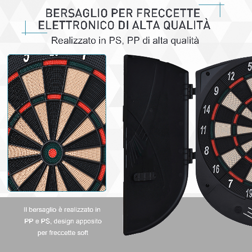 HOMCOM-Bersaglio-Freccette-Elettronico-per-8-Giocatori-e-26-Modalita-di-Gioco