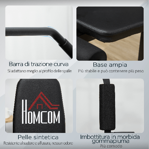 HOMCOM-Stazione-Fitness-Multifunzione-Power-Tower-con-Pesi-fino-45kg-e-Panca-Imbottita-135x103x210cm
