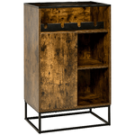 HOMCOM-Mobile-Multiuso-con-Portabottiglie-Vani-Aperti-e-Armadietto-Stile-Industriale-60x40x100cm-Marrone