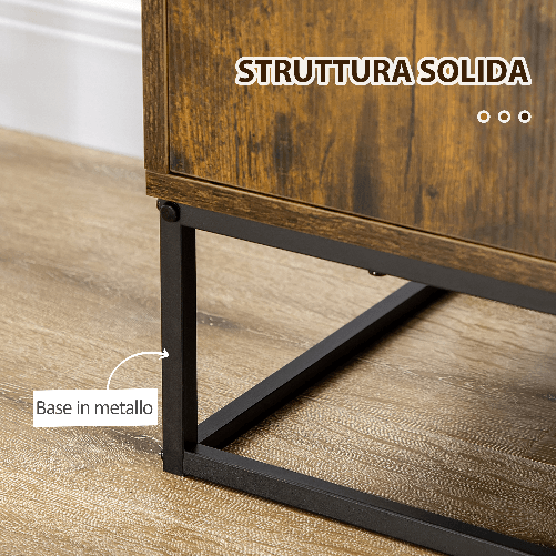 HOMCOM-Mobile-Multiuso-con-Portabottiglie-Vani-Aperti-e-Armadietto-Stile-Industriale-60x40x100cm-Marrone