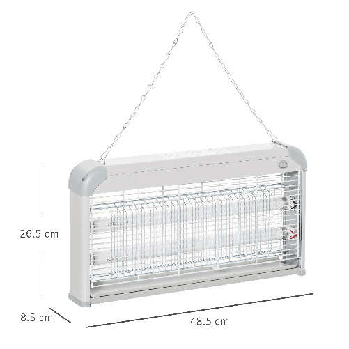 Outsunny-Elettroinsetticida-da-Esterno-e-Interno-con-Lampada-Antizanzare-UV-per-60m²-Zanzariera-Elettrica-30W-Grigio