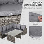 Outsunny-Salotto-da-Giardino-con-2-Divani-e-Tavolo-in-PE-Rattan-Grigio