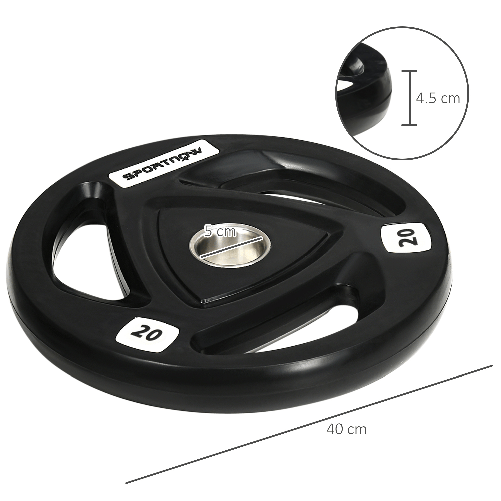 SPORTNOW-Set-di-2-Dischi-Pesi-da-20kg-in-Acciaio-con-Rivestimento-in-Gomma-per-Bilanciere