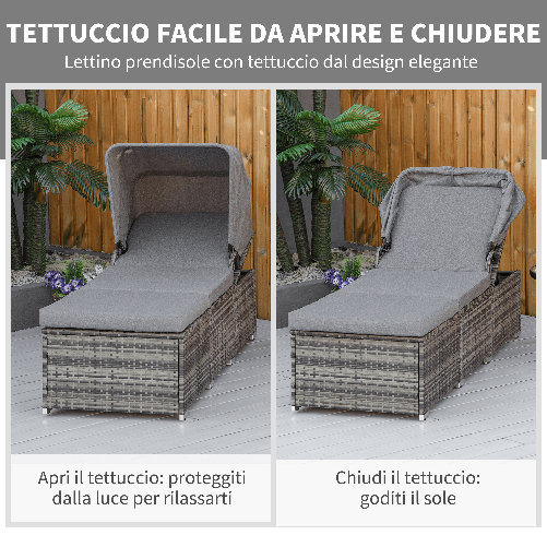 Outsunny-Lettino-Prendisole-in-Rattan-PE-Schienale-Reclinabile-a-4-Livelli-Tettuccio-e-Materassino