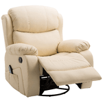 HOMCOM Poltrona Relax Reclinabile Beige con 8 Punti Massaggianti, Riscaldanti e Poggiapiedi, 97x92X104 cm