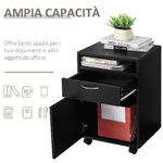 HOMCOM-Cassettiera-Portadocumenti-da-Ufficio-in-Legno-Nero-con-2-Cassetti-4-Ruote-Ominidirezionali-40-x-35-x-60cm