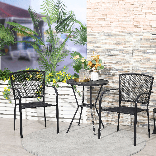 Outsunny-Set-2-Sedie-da-Giardino-in-Metallo-per-Cortile-Patio-e-Terrazza-Nero