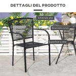 Outsunny-Set-2-Sedie-da-Giardino-in-Metallo-per-Cortile-Patio-e-Terrazza-Nero