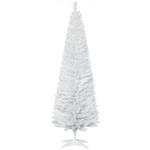 HOMCOM Albero di Natale Artificiale 180cm in PVC con 390 Rami e Base in Plastica, Design Alto e Stretto, Bianco