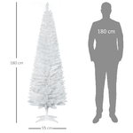 HOMCOM-Albero-di-Natale-Artificiale-180cm-in-PVC-con-390-Rami-e-Base-in-Plastica-Design-Alto-e-Stretto-Bianco