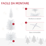 HOMCOM-Albero-di-Natale-Artificiale-180cm-in-PVC-con-390-Rami-e-Base-in-Plastica-Design-Alto-e-Stretto-Bianco