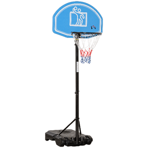 HOMCOM Canestro Basket con Altezza Regolabile 195-245cm, Base con Ruote e Tabellone, Blu