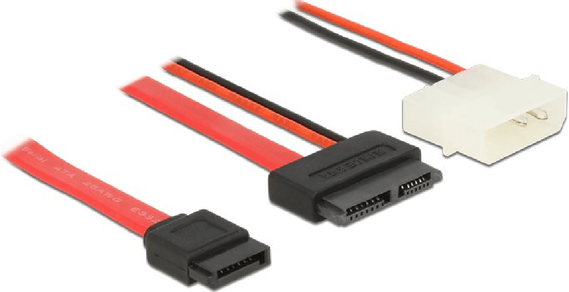 DeLOCK---SATA-Kabel---Slimline-SATA-13-polig--W----interne-Stromversorgung-4-polig-7-poliges-SATA---50-cm--84790-