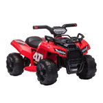 HOMCOM Quad Elettrico per Bambini con Batteria Ricaricabile 6V, Pulsante Acceleratore, Età 18-36 Mesi, 70x42x45cm, Rosso