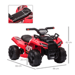 HOMCOM-Quad-Elettrico-per-Bambini-con-Batteria-Ricaricabile-6V-Pulsante-Acceleratore-Eta-18-36-Mesi-70x42x45cm-Rosso