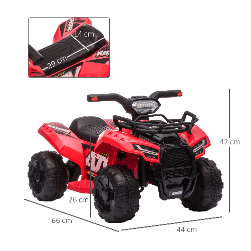 HOMCOM-Quad-Elettrico-per-Bambini-con-Batteria-Ricaricabile-6V-Pulsante-Acceleratore-Eta-18-36-Mesi-70x42x45cm-Rosso